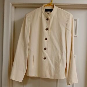 Silk Linen Cream Button Up Jacket